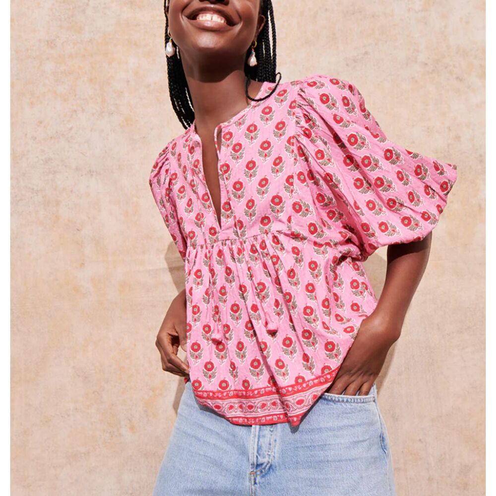 SAYLOR Samah Floral Boho Top‎ Pink Large